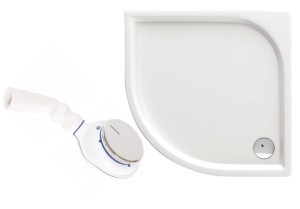Brodzik półokrągły  80x80x5,5 cm niski biały+ Syfon  90 mm, „easy clean” chrom