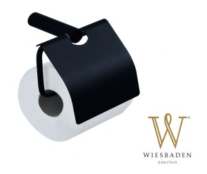 Uchwyt na papier toaletowy z pokrywą IDA, czarny matowy 