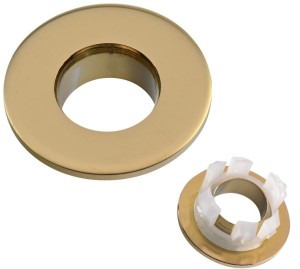 Rozetka / maskownica otworu przelewu umywalki fi 14/30 mm mosiądz, złoty