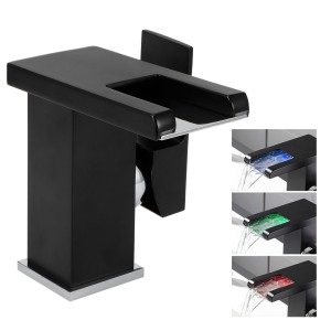 Bateria umywalkowa 12 cm Wodospad LED, czarny 