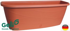 Skrzynka na kwiaty z pojemnikiem na wodę i uchwytami Maya 50x19x18.5 cm  terrakota