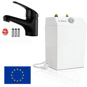 Bosch Tronick bojler 5 l bezciśnieniowy podumywalkowy+bateria umywalkowa czarna