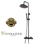 Grafitowa  deszczownica z baterią termostatyczną 20 cm CARAL, Gunmetal