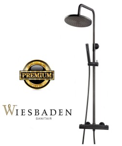 Grafitowa  deszczownica z baterią termostatyczną 20 cm CARAL, Gunmetal