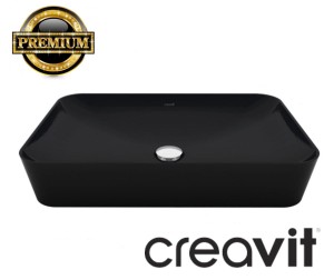 Umywalka nablatowa 60x40x10 cm CREAVIT, czarna ultra mat