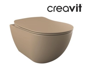 Miska WC podwieszana bezkołnierzowa CREAVIT z deską soft-close RIMLESS, cappuccino mat