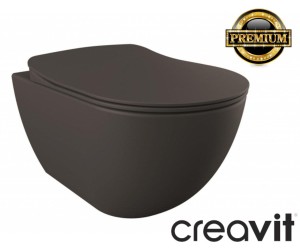 Miska WC podwieszana CREAVIT z deską soft-close, antracyt mat 
