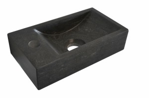 Mała umywalka z kamienia B-STONE XS 36x18cm, RĘCZNIE WYKONANY lewa