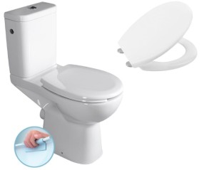 WC kompakt RIMLESS 37,5x86,5x67,5 cm dla niepełnosprawnych z deską Soft Close odpływ poziomy , HANDICAP