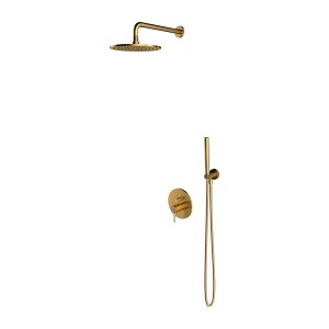 DESZCZOWNICA 25 cm- Zestaw 6w1 system podtynkowy , złoty szczotkowany