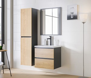 Zestaw mebli łazienkowych MONAKO GREY OAK 60 cm, Styl Nowoczesny, kolor Szary / Dąb Hamilton