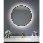 Lustro łazienkowe LED średnica 60cm czarny mat