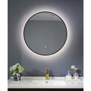 Lustro łazienkowe LED średnica 60cm czarny mat