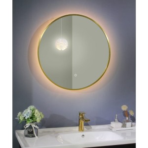 Lustro łazienkowe LED średnica 60cm złoty mat