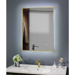 Lustro łazienkowe oświetlenie LED 60x80cm złoty mat