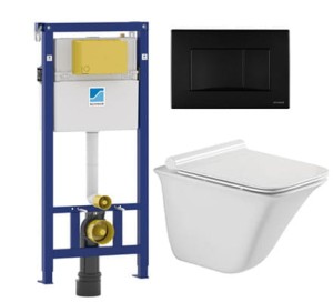  Stelaż podtynkowy WC 1160 x 500 mm SCHWAB DUPLO+przycisk czarny mat+miska WC Bathco +deska soft close