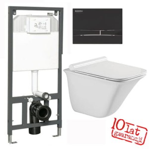 Zestaw 4w1 stelaż KERRA+przycisk czarny mat+miska WC BATHCO +deska soft close