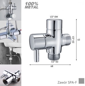 Bidetta komplet - zawór, rączka+ wąż 120, uchwyt, chrom