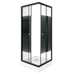 Kabina natryskowa z brodzikiem 90x90x205 cm / 5 mm pasy Pico Black   
