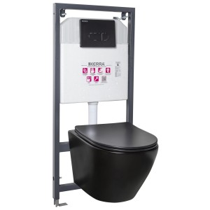 Zestaw podtynkowy  K-50 Slim+ miska WC Delos czarna+ przycisk Pacific Black