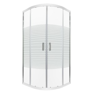 Kabina natryskowa 80x80x190 cm / 4 mm  białe pasy , Madera Bez brodzika