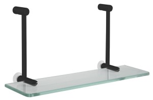 Półka 40x18x12,5 cm do powieszenia na kabinie prysznicowej , szkło/czarny mat
