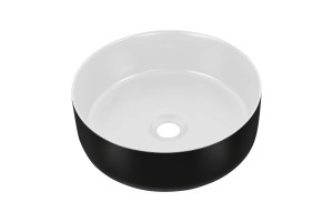 Umywalka nablatowa ceramiczna 36cm, SIMPLE 8 WHITE/BLACK 36