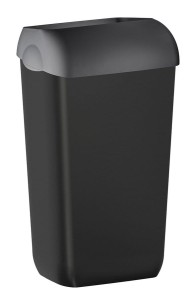 Kosz na śmieci wiszący/stojący 23L / 32x49x21,5 cm  ABS + wieko, czarny mat COLORED 