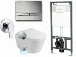 Zestaw podtynkowy: WC/BIDET z deską+stelaż + przycisk, BIAŁY/CHROM AVVA 