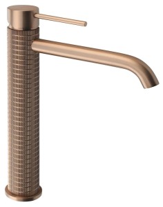 Bateria umywalkowa wysoka 27,9 cm, różowe złoto mat FLAWO 
