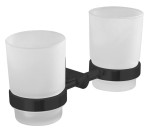 Kubek podwójny 15x9,6x10,5 cm szkło mleczne / czarny SAMBA