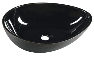  Umywalka ceramiczna nablatowa 51x13x38 cm, czarny PRIORI