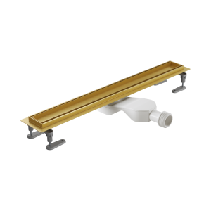Odpływ liniowy 80 cm z rusztem do wklejenia płytki, złoty   
