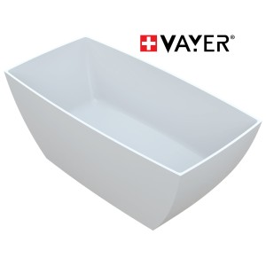 Wanna wolnostojąca Vayer Gemin 146,2x73,9 cm konglomeratowa, biała 