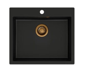 Zlewozmywak 57x50x27 cm GraniteQ pure carbon/elementy miedziane MORGAN 