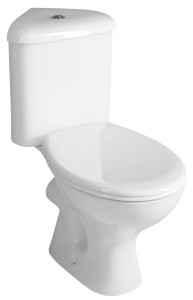Kompakt WC narożny 36,7x78,5x74,7 cm 3/6l- odpływ pozimy z deską duroplast soft close, biały  CLIFTON 