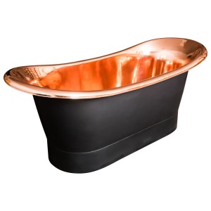 Wolnostojąca miedziana wanna 178×79×71 cm , czarna / miedź Afrodyta