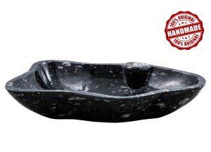 Umywalka nablatowa z marmuru HANDMADE Fossil Marmurowy, czarny