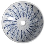 Umywalka ceramiczna 41x15 cm , biała z niebieskim wzorem MISA