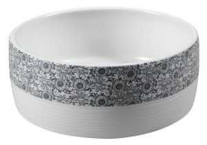 Umywalka ceramiczna  41x15 cm, biała z niebieskim wzorem PRIORI 