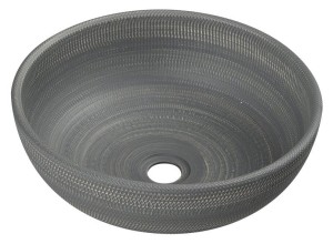 Umywalka ceramiczna  41x15 cm,  szara ze wzorem PRIORI  