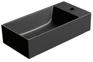 Umywalka ceramiczna 50x25 cm prawo/lewo, czarny mat GSI KUBE X 