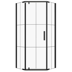 Kabina natryskowa 88-90 × 88-90 × 190 cm / 6mm BEZ BRODZIKA pięciokątna,czarna METRO