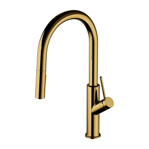 Bateria kuchenna 66 cm wyciągana wylewka, prysznic 2-funkcyjny , złota