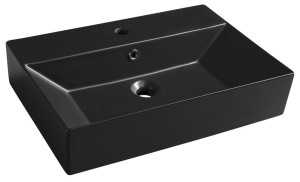 Umywalka ceramiczna 60x42cm do postawienia/ zawieszenie czarny mat  SISTEMA