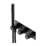 Bateria prysznicowo-wannowa 28x8 cm podtynkowa + słuchawka+ wąż, antracyt CONTOUR  