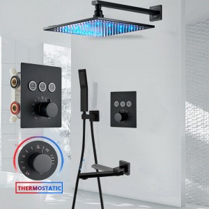 DESZCZOWNICA 40 cm-   podtynkowa LED , czarny