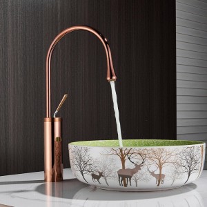 Bateria umywalkowa 45 cm wysoka, różowe złoto / efekt miedzi