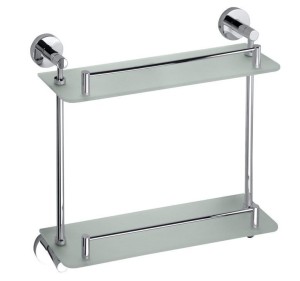 Półka szklana podwójna 400x380x120 mm wiercenie/klejenie, chrom X-ROUND E