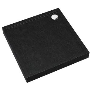 Brodzik kwadratowy 90x90x12 cm Czarny  / Struktura kamienia , DAVID